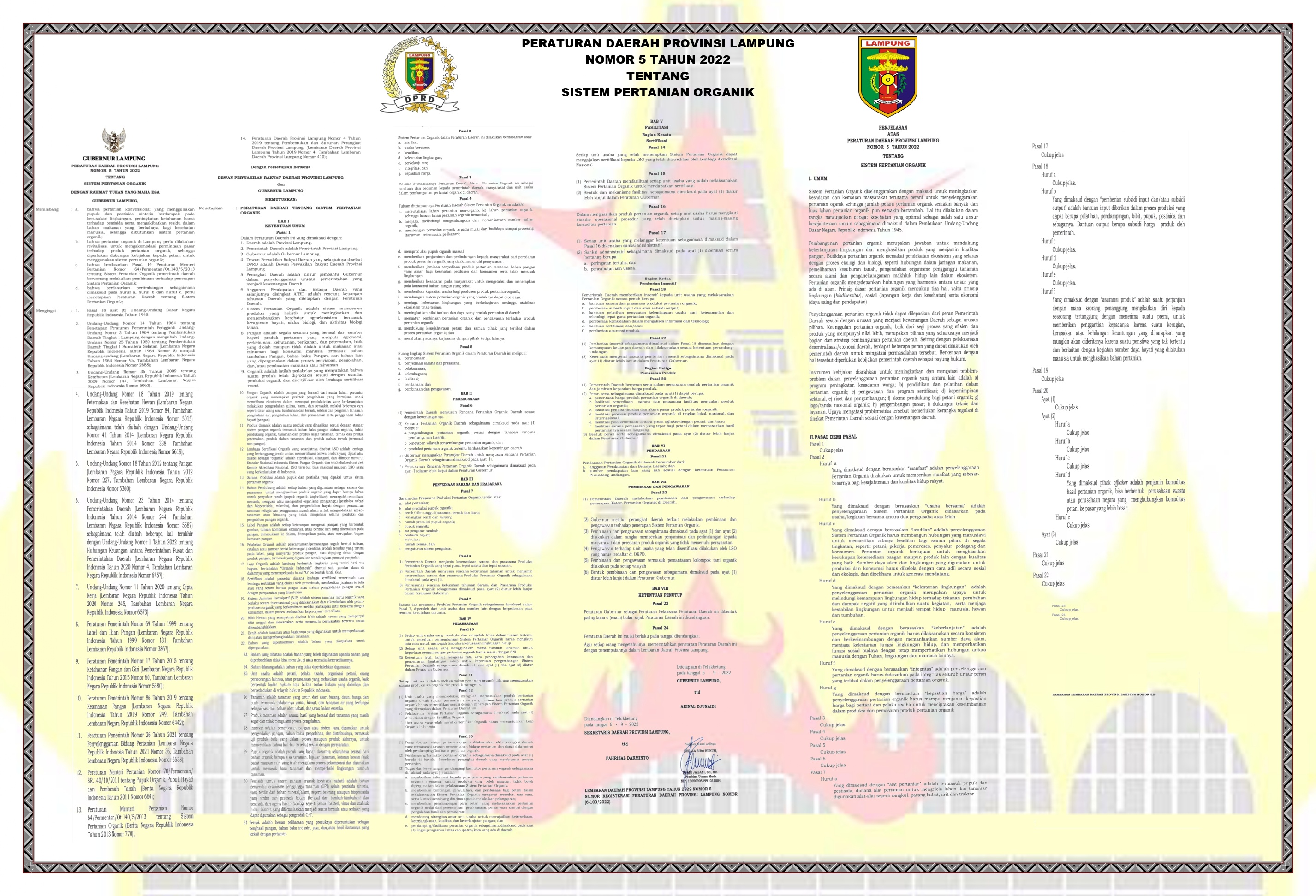 Peraturan Daerah Provinsi Lampung Nomor 5 Tahun 2022