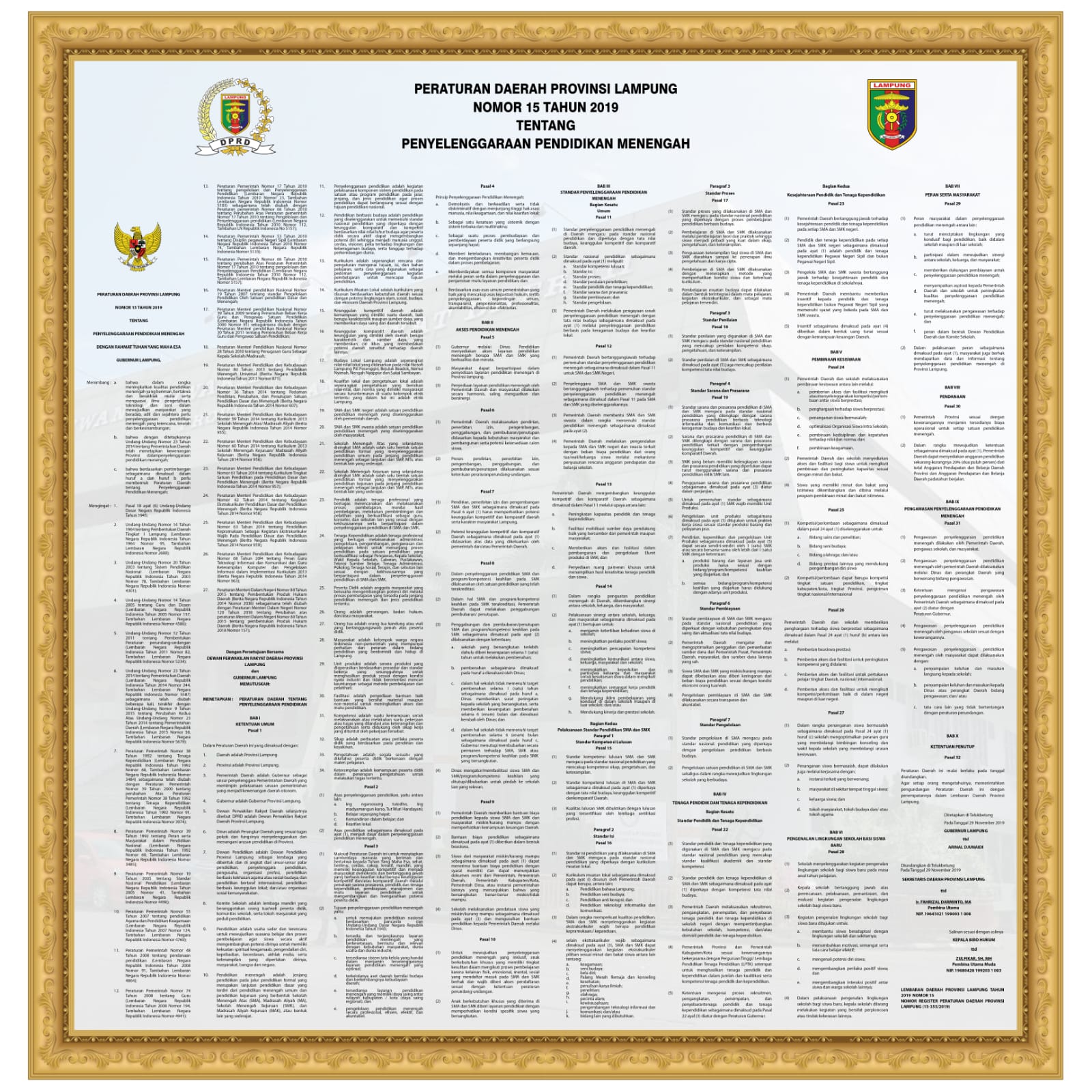 Peraturan Daerah Provinsi Lampung No.15 Tahun 2019